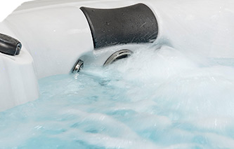 Clarity Spas hot tub stress relief neck and shoulder jets in action