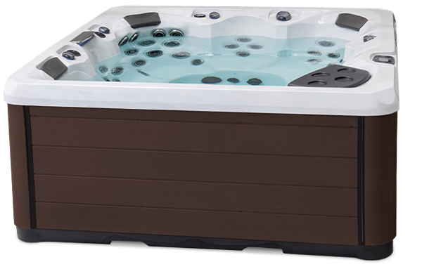 Three quarter view of a european series hot tub