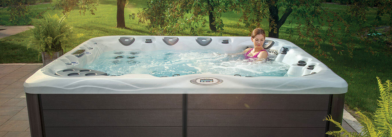 hot tub installation in a wooded area