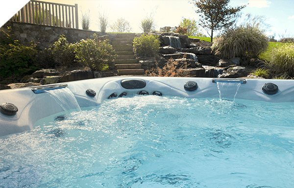 close up of a hot tub on a backyard patio